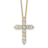 14k 1 carat Lab Grown Diamond VS/SI+ G+ Complete 18 inch Cross Pendant Necklace